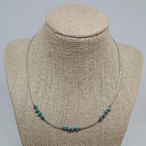 Beach Surfer Turquoise Bead Silver Festival Choker